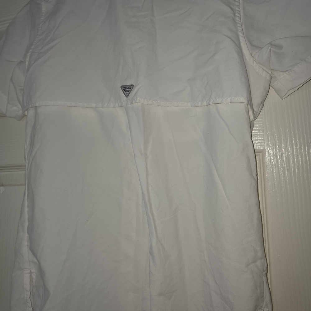 Columbia Shirt Mens Small White PFG Omni Shade Short Sleeve Button Down Fishing - Picture 3 of 3